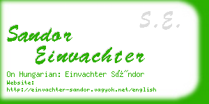 sandor einvachter business card